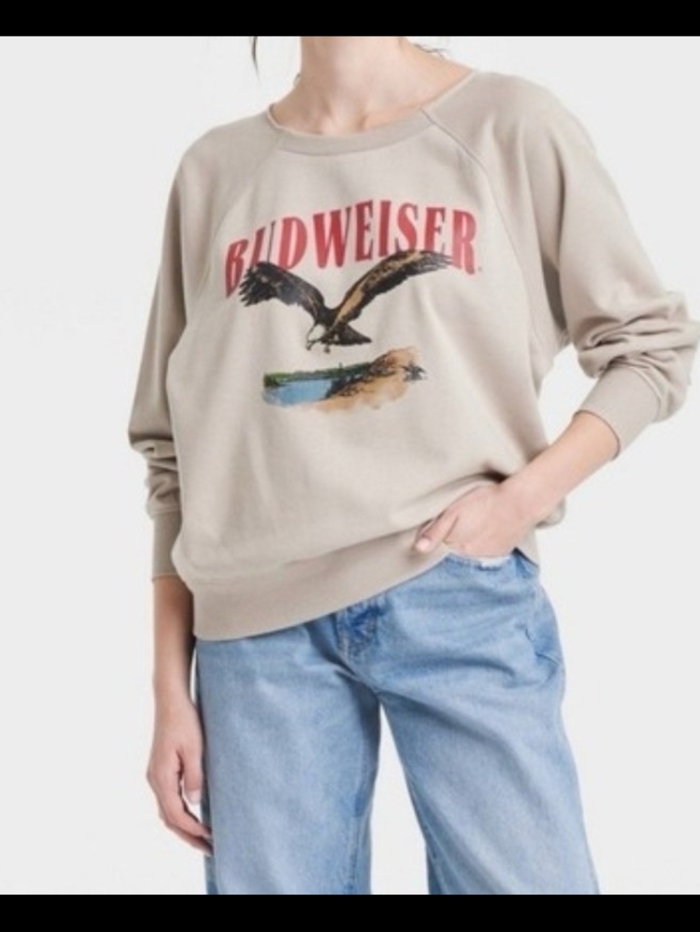 Budweiser Eagle Graphic Sweatshirt in Beige 0042